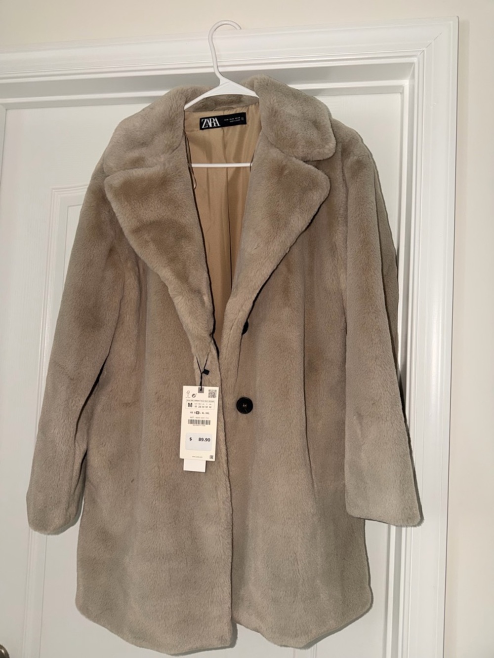 Zara Light Taupe Teddy Coat